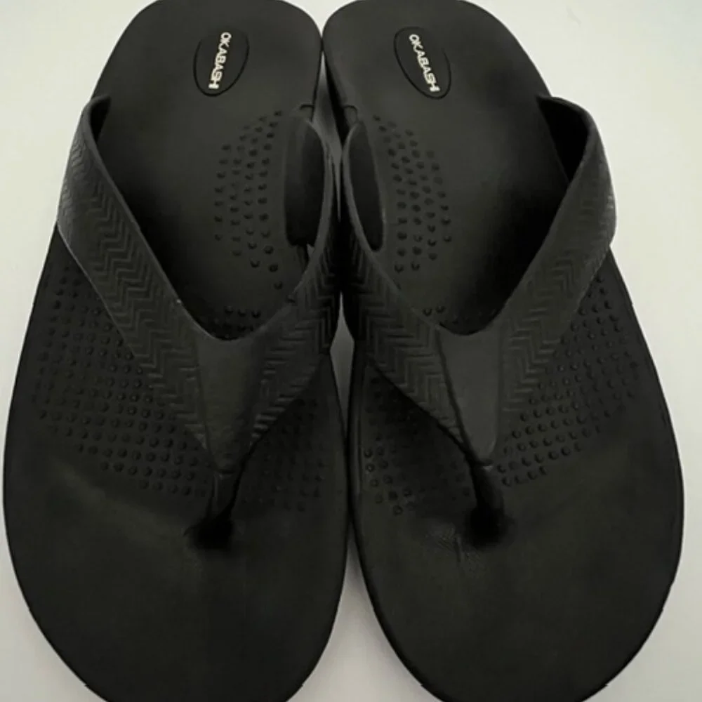 OKABASHI Mens Flip Flops, Black, Size XL